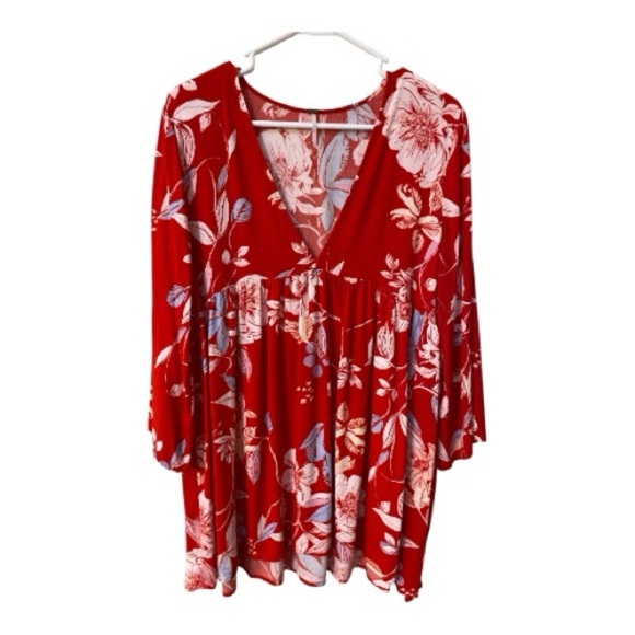 Free People Floral V-Neck Long Sleeve Blouse - Picture 1 of 3